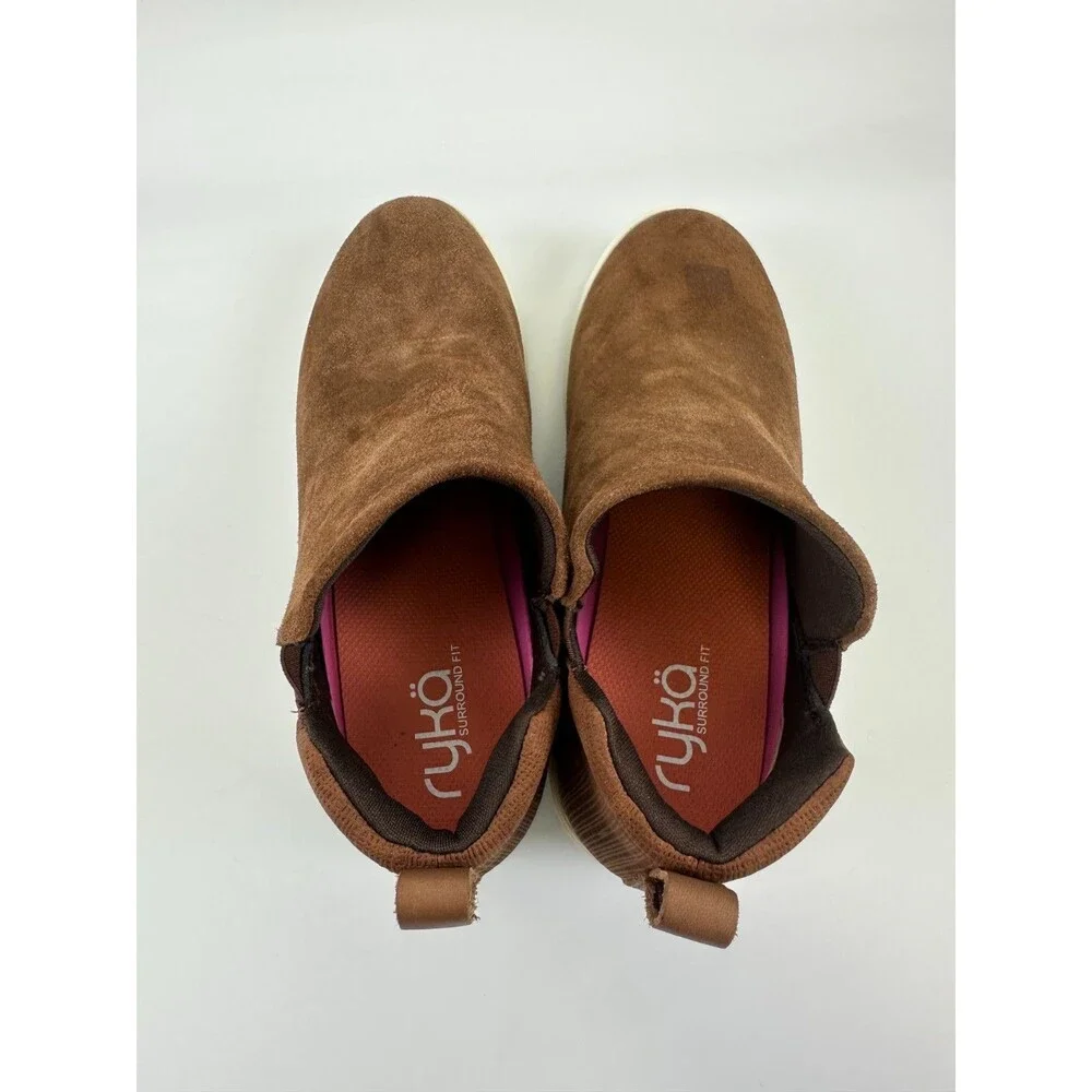 Ryka‎ VERA Bootie Ankle Boot Tan Suede Pull On Comfort Orthopedic Cushion Size 8